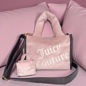 Juicy Couture Better Together Pink Mini Tote Bag w/ Matching Purse Hang Charm